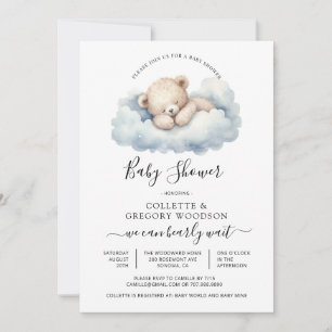 Invitation Aquarelle simple Petit Baby shower d'ours