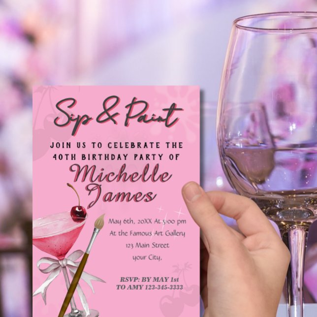 Invitation Aquarelle Sip & Peinture Art Anniversaire (Créateur téléchargé)