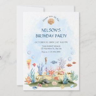 Invitation Aquarelle sous la mer