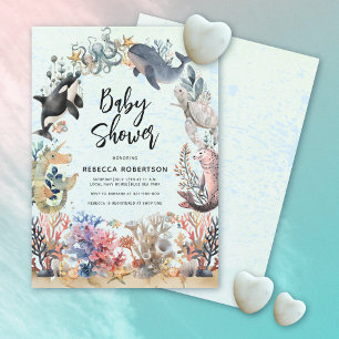 Invitation Aquarelle sous le Baby shower neutre