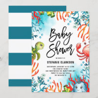 Aquarelle sous le Baby shower Sea Friends