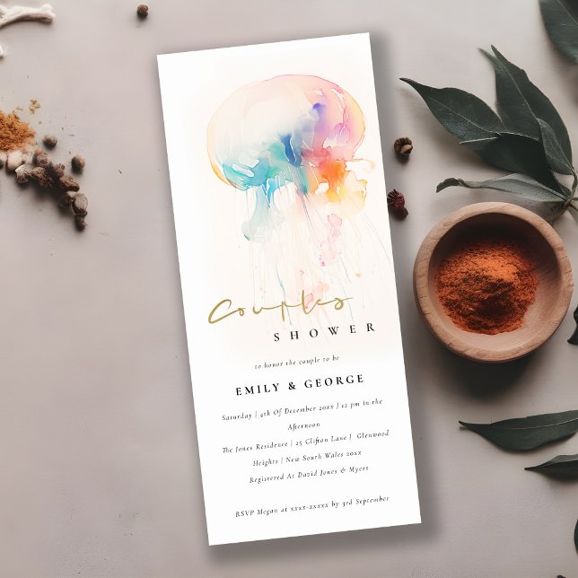 Invitation Aquarelle sous-marine Jellyfish Couples Douche (Créateur téléchargé)