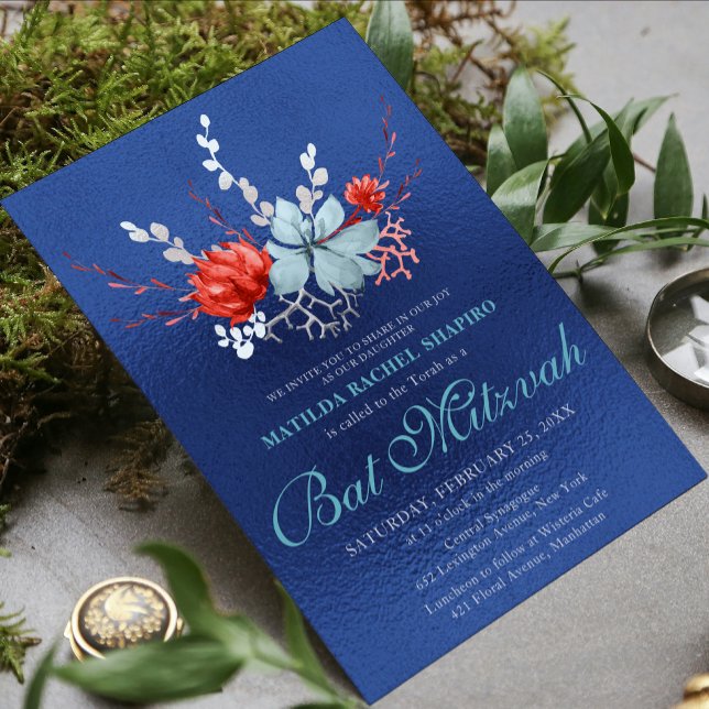 Invitation Aquarelle Succulent Floral Bat mitzvah botanique (Créateur téléchargé)