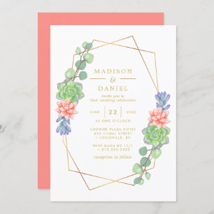 Invitation Aquarelle Succulent Terrarium Mariage