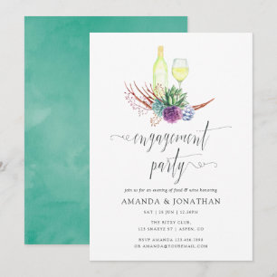 Invitation Aquarelle Succulente Vin Tasting Party