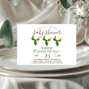 Invitation Aquarelle Succulentes Points Baby Shower