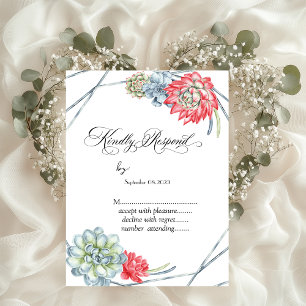 Invitation Aquarelle Succulentes Rouges du Désert RSVP