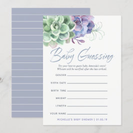 Invitation Aquarelle Succulents Baby Predictions Jeu