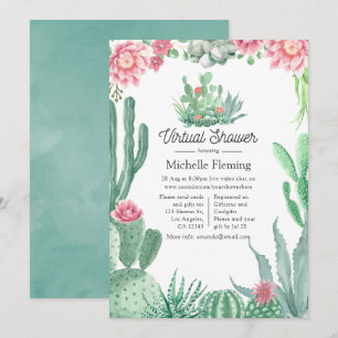 Invitation Aquarelle Succulents Douche virtuelle