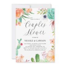 Aquarelle Succulents et Fleurs Couples Douche