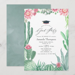 Invitation Aquarelle Succulents Graduation Party
