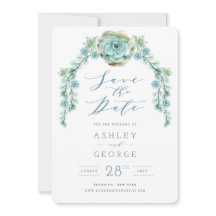 Aquarelle Succulents Jardin Mariage Enregistrer La