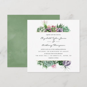 Invitation Aquarelle Succulents Mariage