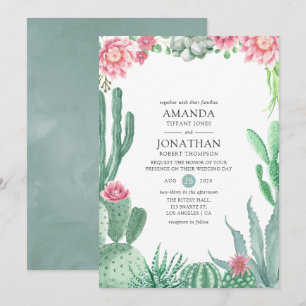 Invitation Aquarelle Succulents Mariage