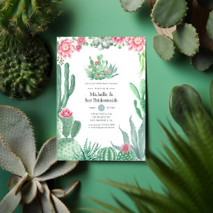 Invitation Aquarelle Succulents Mariage Bridesmaids Déjeuner