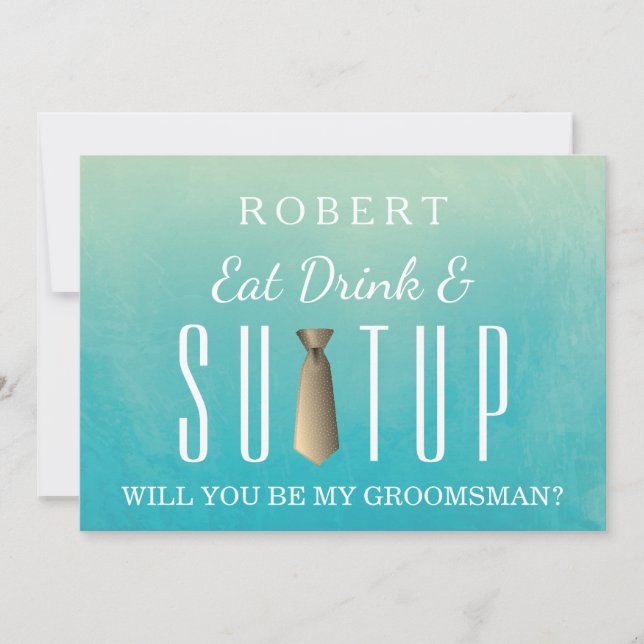 Invitation Aquarelle Suit-up Serez-vous mon groomsman ? (Devant)