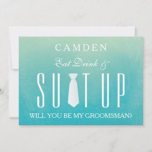 Invitation Aquarelle Suitup Serez-vous mon groom ?