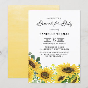 Invitation Aquarelle Sunflower et Eucalyptus Baby Brunch