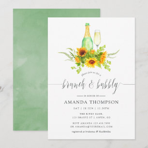 Invitation Aquarelle Sunflowers Brunch et Bubbly