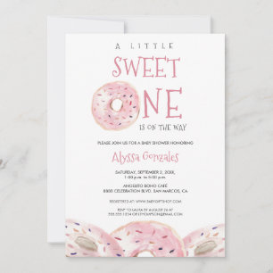 Invitation Aquarelle Sweet One Donut Baby shower à thème