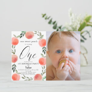 Invitation Aquarelle Sweet Peach 1er Anniversaire Photo