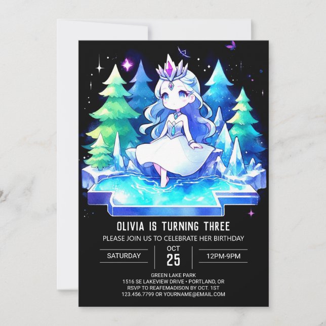 Invitation Aquarelle Sweet Princesse Anniversaire (Devant)