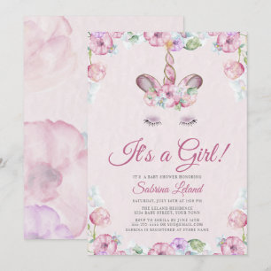 Invitation Aquarelle Sweet Unicorne C'est un Baby shower fill
