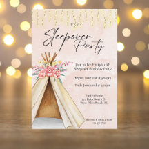 Aquarelle Teepee Tent Slepover Anniversaire Fête D