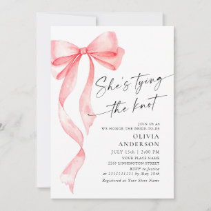 Invitation Aquarelle tendance Bow rose Fête des mariées coque