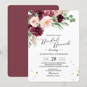 Invitation Aquarelle tendance Burgundy Blush Rose Floral 