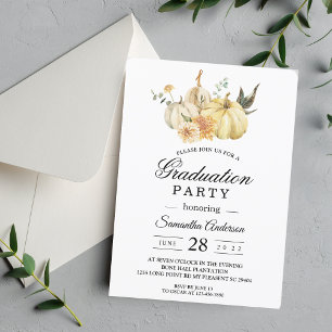 Invitation Aquarelle tendance d'automne Citrouille et fleurs