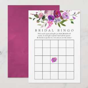 Invitation Aquarelle tendance Fête des mariées florale Bingo