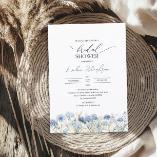 Invitation Aquarelle tendance hiver bleu poussiéreux fleur sa