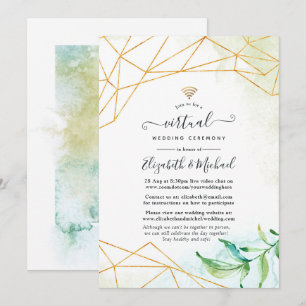 Invitation Aquarelle tendance Mariage virtuel en ligne géomét
