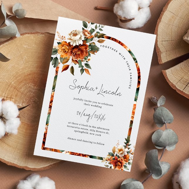 Invitation Aquarelle Terracotta Floral Boho Arch Mariage (Créateur téléchargé)