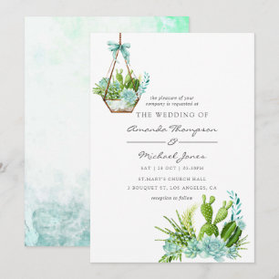 Invitation Aquarelle Terrarium en verre Mariage