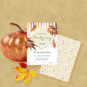 Invitation Aquarelle Thanksgiving Autumn Pastel Feuilles