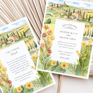 Invitation Aquarelle Toscane Campagne Mariage