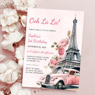 Invitation Aquarelle Tour Eiffel Paris 1er anniversaire