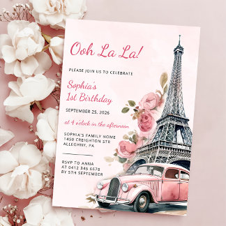 Invitation Aquarelle Tour Eiffel Paris 1er anniversaire