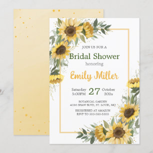 Invitation Aquarelle Tournesol Fête des mariées verte