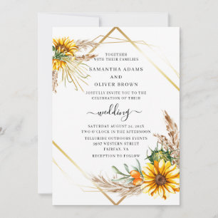 Invitation Aquarelle tournesol Mariage rustique