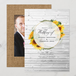 Invitation Aquarelle Tournesol rustique Pays Barne Mariage I