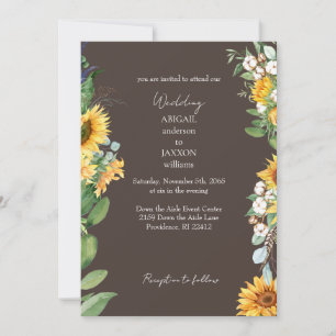 Invitation Aquarelle Tournesols Tare Mariage Brown