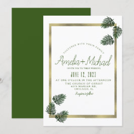Invitation Aquarelle Tropical Botanical Foil Palm Mariage
