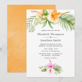 Invitation Aquarelle Tropical Floral Beach Mariage