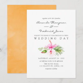 Invitation Aquarelle Tropical Floral Beach Mariage