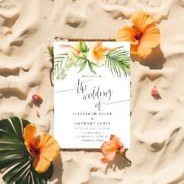 Invitation Aquarelle Tropical Floral Beach Mariage