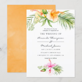 Invitation Aquarelle Tropical Floral Beach Mariage