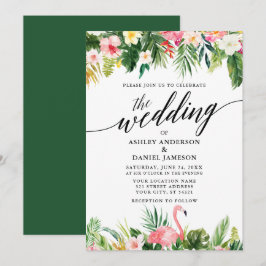 Invitation Aquarelle Tropical Floral Calligraphie Mariage GR